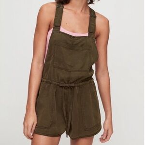 Aritzia Wilfred Free Beatriz Romper Short Overalls Olive Green